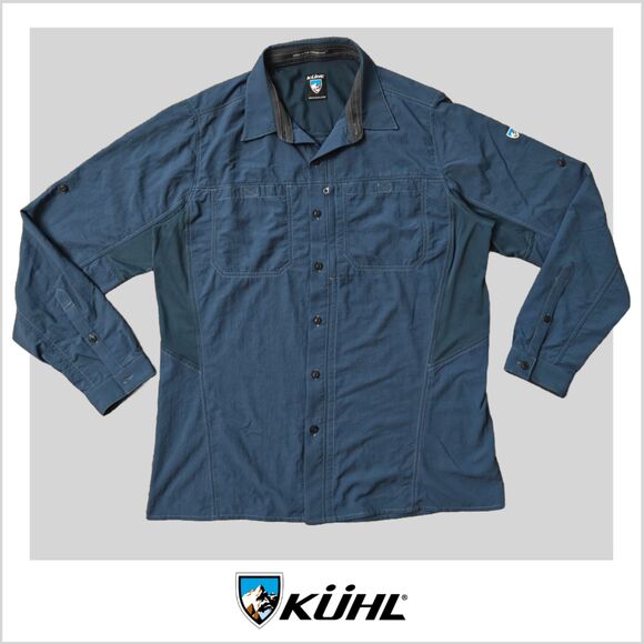 khul Other - Men's KUHL Shirt Hiking Pockets Camping Button Up Long Sleeve | Blue | SZ: M-L